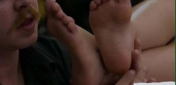 Toe licking footsie babe rides cock